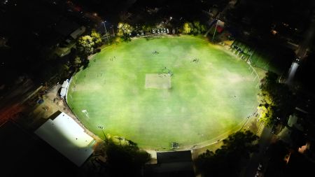 Walkerville Oval drone shot at night