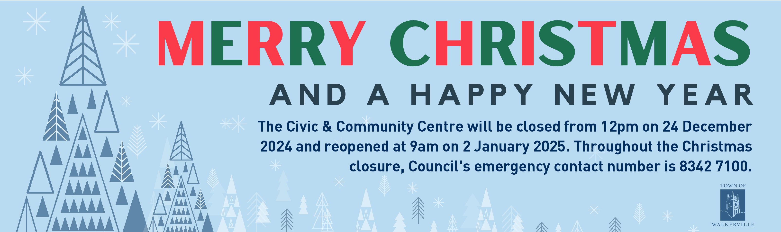 2024 Council Christmas closure from 12pm on 24 December 2024 to 1 January 2024