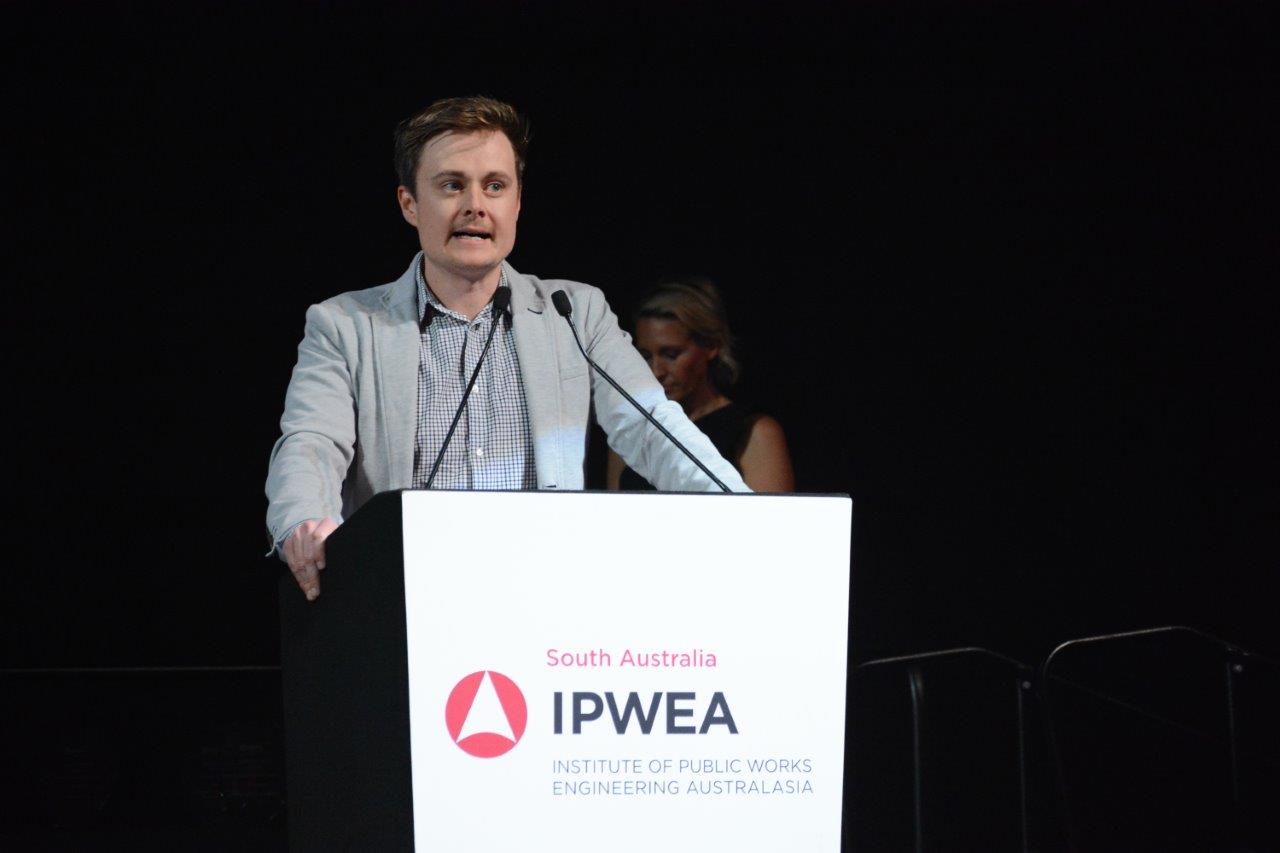 James Kelly accepting the award at the IPWEA SA Awards