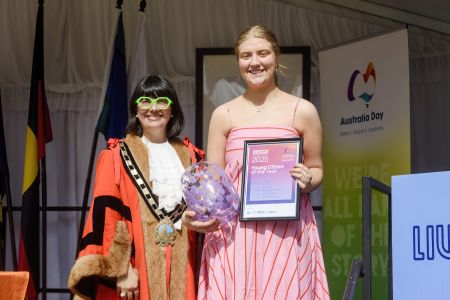 Mayor Melissa Jones with Young Citizen of the Year Award winner, Indya Dodd.